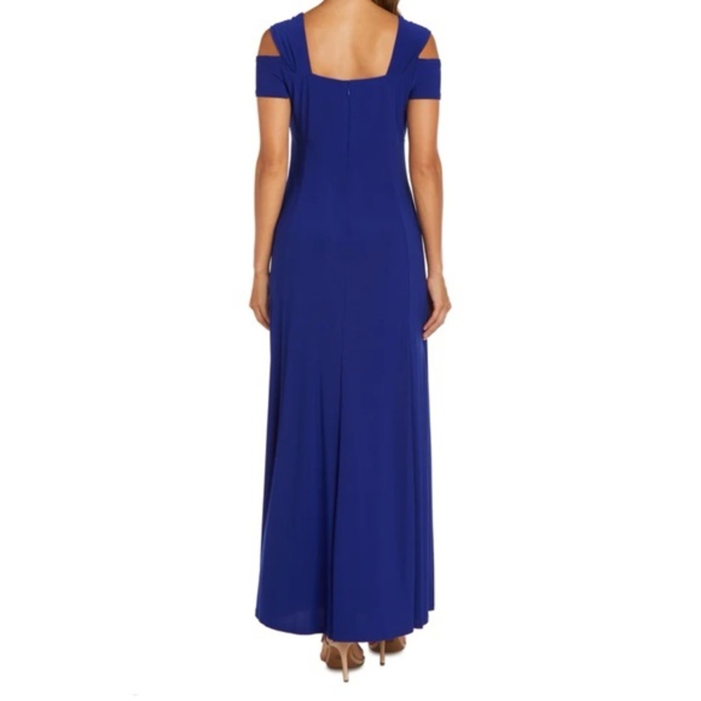 Nightway Off Shoulder Maxi Prom Dress in Royal Blue